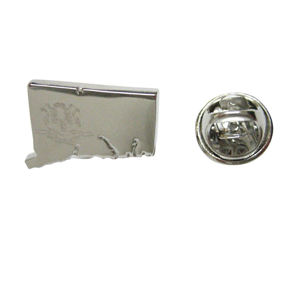 Connecticut State Map Shape And Flag Lapel Pin - image 1